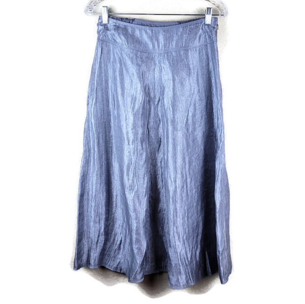 TravelSmith A-Line MIdi Skirt in Slate Blue
